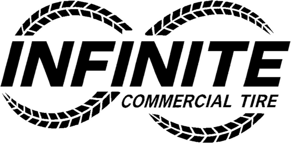 Logo of Infinite Commercial Tire with tire tread design elements on a white background